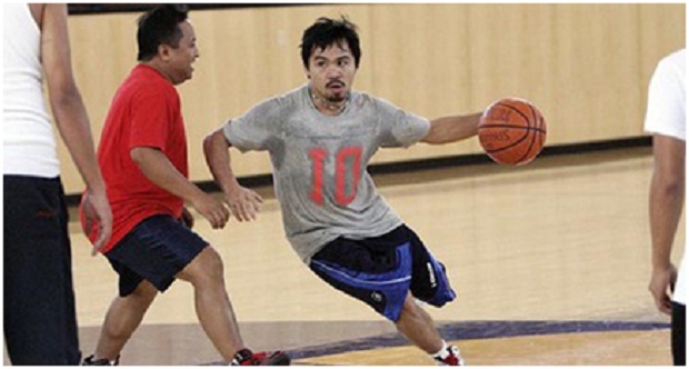 Manny Pacquiao playing basketball